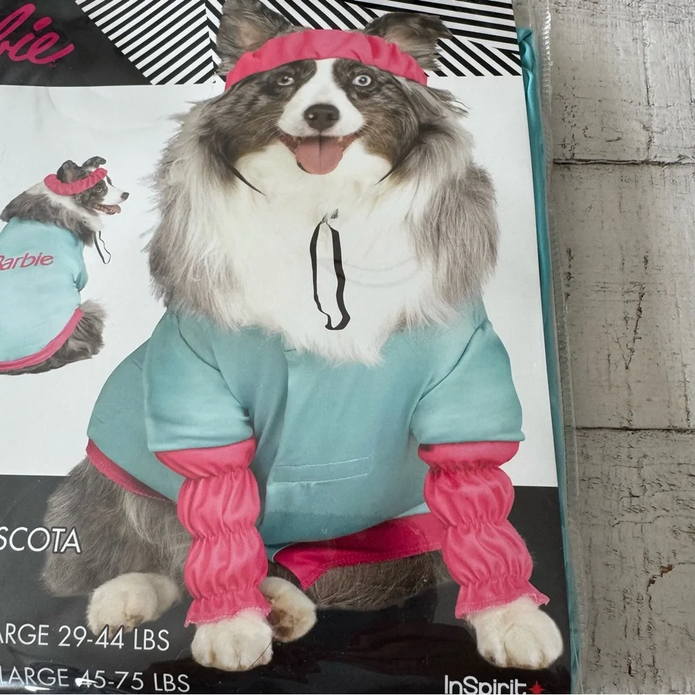 Barbie Dog Costume NEW size Large Aerobics Barbie‎ Shirt Sweatband Halloween
